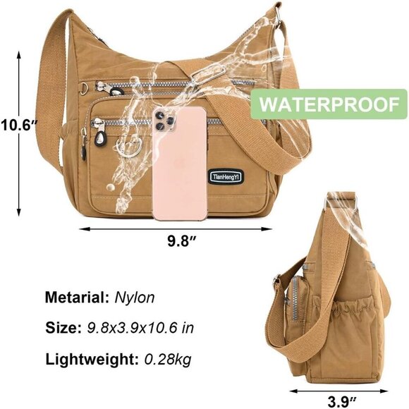 Tianhengyi Multi-Pocket Crossbody Bag for Women Waterproof Travel Shoulder Purse - Picture 3 of 6